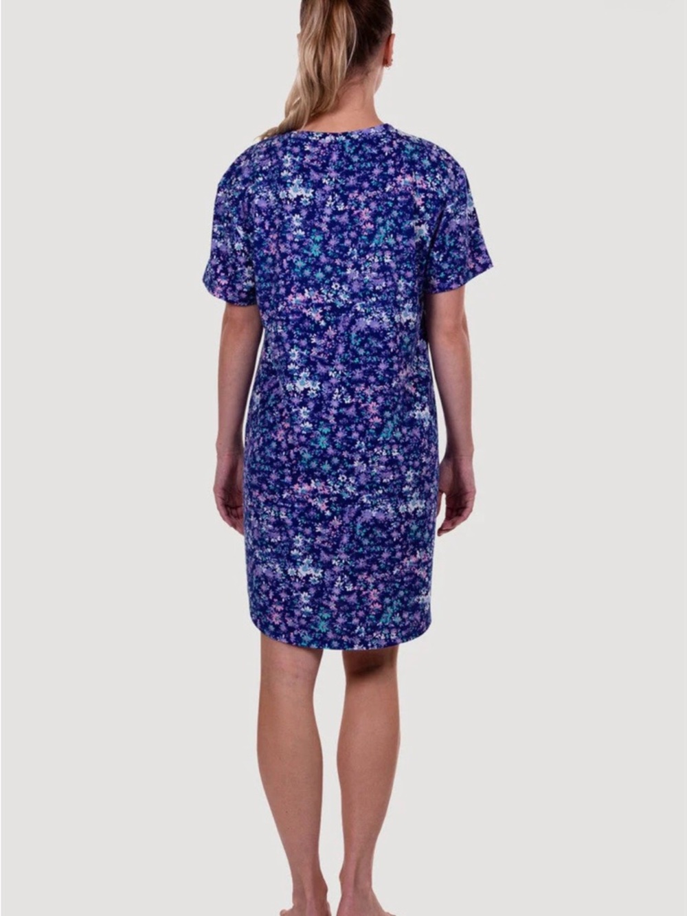 Natori Purple Floral Short Sleeve Sleep Shirt - Picture 3 of 9
